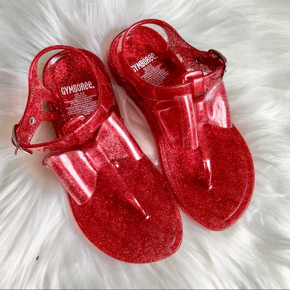 NEW Gymboree Red Sparkle Bow Jelly Sandals